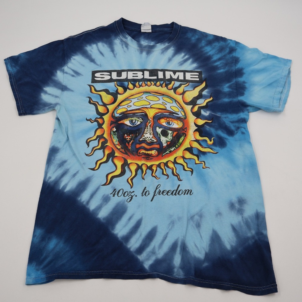 Sublime Graphic T-Shirt Mens Medium Blue Tie Dye 40oz to Freedom Sun Band Tee